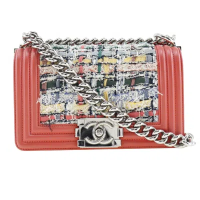 Pre-owned Chanel Boy Red Leather Shoulder Bag ()