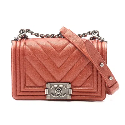 Pre-owned Chanel Boy Small Chevron V-stitch Shoulder Bag Brown