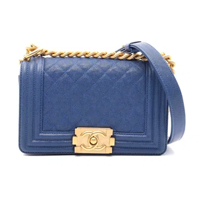 Pre-owned Chanel Boy Small Shoulder Bag Blue