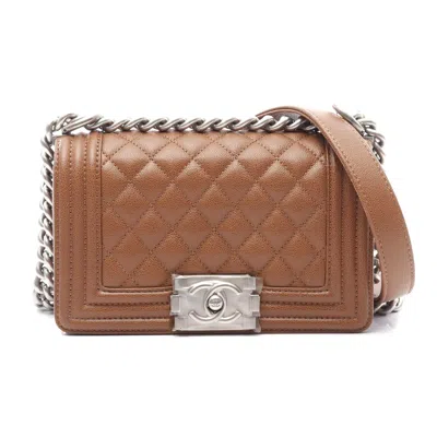Pre-owned Chanel Boy Small Shoulder Bag Leather Brown