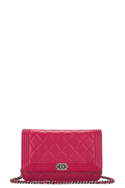 Pre-owned Chanel Boy Wallet On Chain Bag In Red