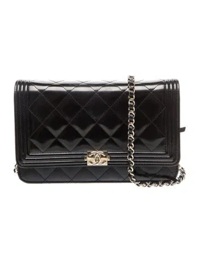 Pre-owned Chanel Boy Wallet On Chain In Black