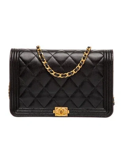 Pre-owned Chanel Boy Wallet On Chain In Black