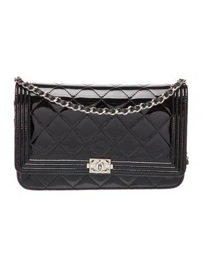 Pre-owned Chanel Boy Wallet On Chain In Black