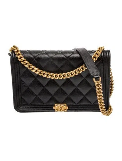Pre-owned Chanel Boy Wallet On Chain In Black