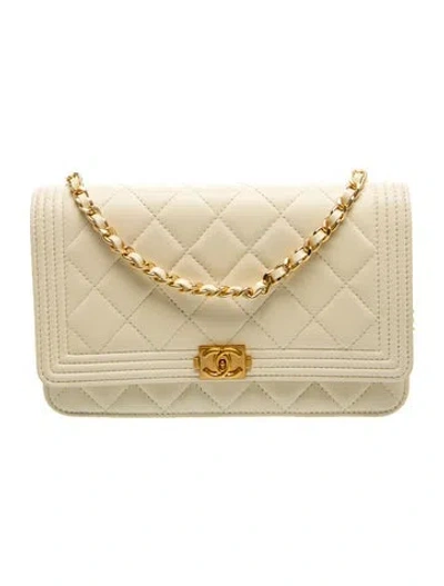 Pre-owned Chanel Boy Wallet On Chain In Neutral