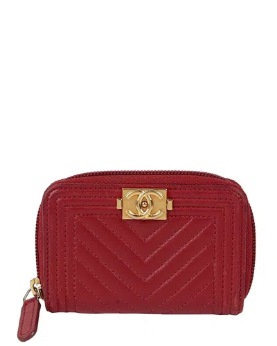 Pre-owned Chanel Boy Zip Card Holder (authentic Pre-loved)