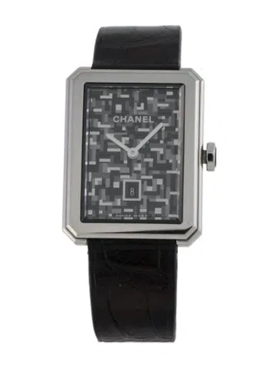 Pre-owned Chanel Boyfriend Tweed Watch In Multi