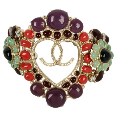 Pre-owned Chanel Bracelet In Champagne Metal, Resin And Rhinestones Cruise, 2009 In Multi