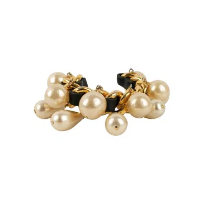 Pre-owned Chanel Bracelet Interlaced With Black Leather, 1990s