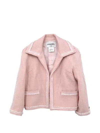 Pre-owned Chanel Braided-trim Tweed Jacket In Pink