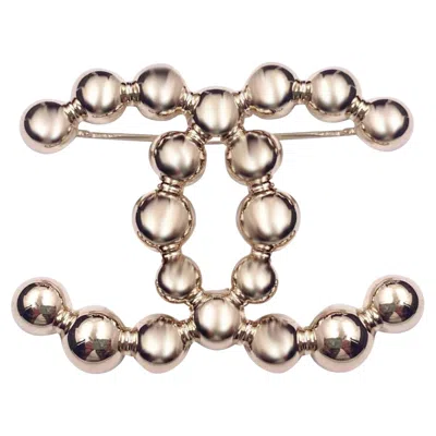 Pre-owned Chanel Brand New Light Gold Cc Bead Brooch In Multi