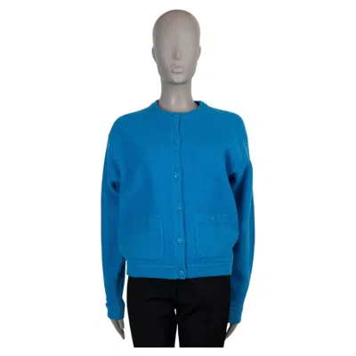 Pre-owned Chanel Bright Blue Wool 22b Oversized Knit Jacket 36 S