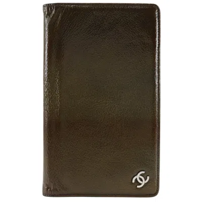 Pre-owned Chanel Bronze Leather Long Wallet (bi-fold) () In Brown