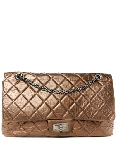 Pre-owned Chanel Bronze Metallic Calfskin Leather Metallic Aged Quilted 2.55 Reissue 227  Flap (authentic Pre-
