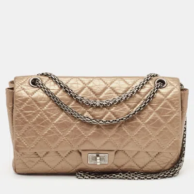 Pre-owned Chanel Bronze Quilted Aged Leather 226 Reissue 2.55 Flap Bag In Metallic