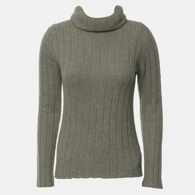 Pre-owned Chanel Brown Cashmere Turtleneck Sweater Fr 38