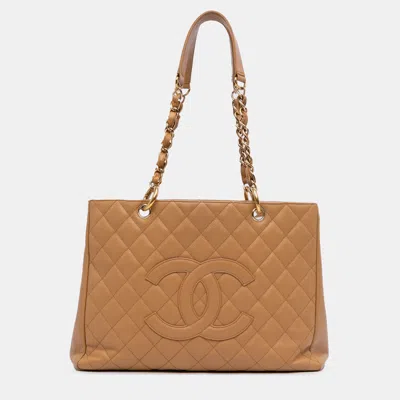 Pre-owned Chanel Brown Caviar Grand Shopping Tote