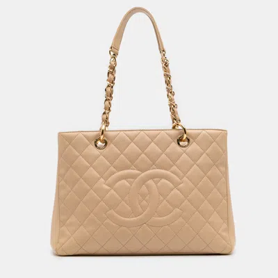 Pre-owned Chanel Brown Caviar Grand Shopping Tote