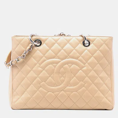 Pre-owned Chanel Brown Caviar Grand Shopping Tote
