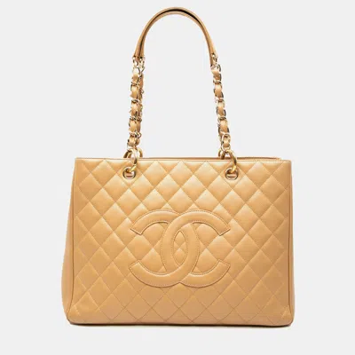 Pre-owned Chanel Brown Caviar Grand Shopping Tote