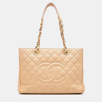 Pre-owned Chanel Brown Caviar Grand Shopping Tote Bag