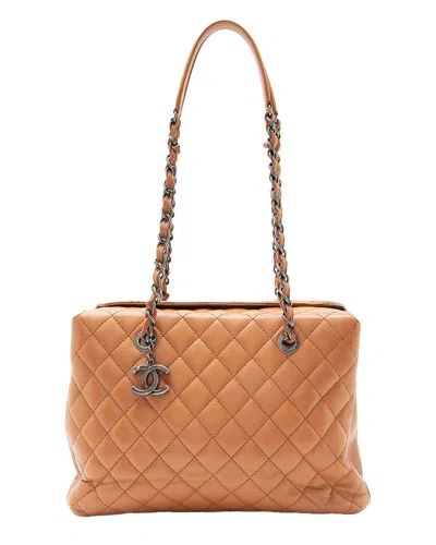 Pre-owned Chanel Brown Caviar Leather City Small Shopping Tote (authentic Pre-loved)