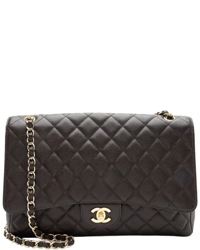 Chanel Brown Caviar Leather Classic Maxi Single Flap Bag (authentic Pre-loved)