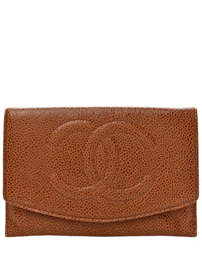 Pre-owned Chanel Brown Caviar Leather Timeless Cc Flap Wallet (authentic Pre-loved)