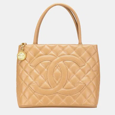 Pre-owned Chanel Brown Caviar Medallion Tote