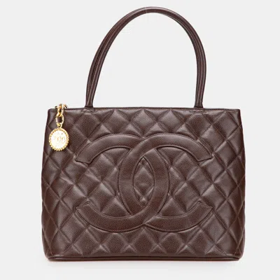Pre-owned Chanel Brown Caviar Medallion Tote