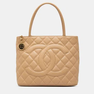 Pre-owned Chanel Brown Caviar Medallion Tote