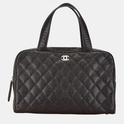 Pre-owned Chanel Brown Caviar Skin Coco Mark Boston Bag