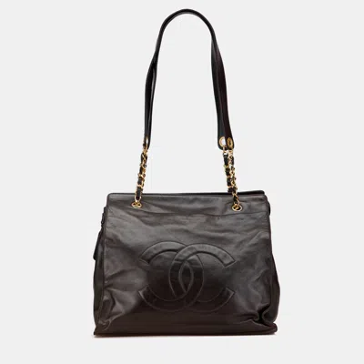 Pre-owned Chanel Brown Cc Lambskin Chain Tote