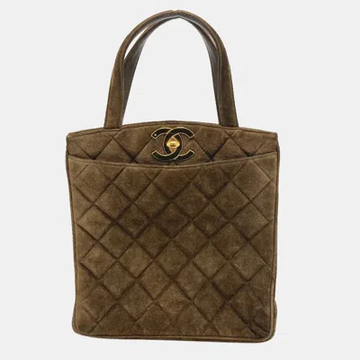 Pre-owned Chanel Brown Cc Mark Bag Vertical Tote Bag