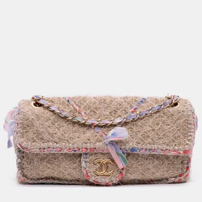 Pre-owned Chanel Brown Cc Straw Country Flap