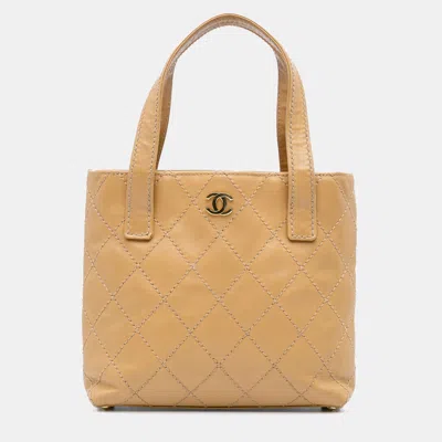 Pre-owned Chanel Brown Cc Wild Stitch Calfskin Handbag