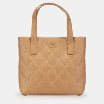 Pre-owned Chanel Brown Cc Wild Stitch Calfskin Handbag