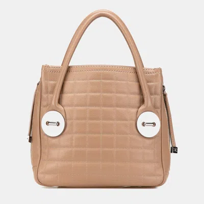 Pre-owned Chanel Brown Choco Bar Caviar Button Handbag