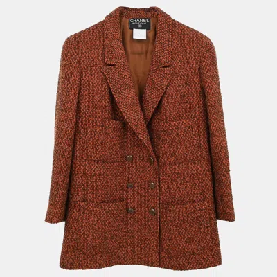 Pre-owned Chanel Brown Double-breasted Jacket 98a Size 42