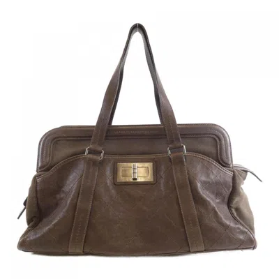 Pre-owned Chanel Brown Grained Calfskin Cord Shoulder Bag ()