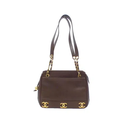 Pre-owned Chanel Brown Grained Calfskin Shoulder Bag ()