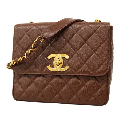 Pre-owned Chanel Brown Grained Calfskin Shoulder Bag ()