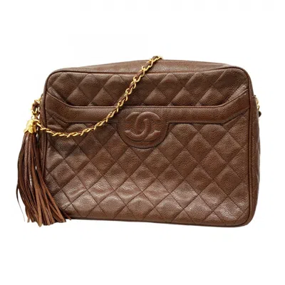 Pre-owned Chanel Brown Grained Calfskin Shoulder Bag ()