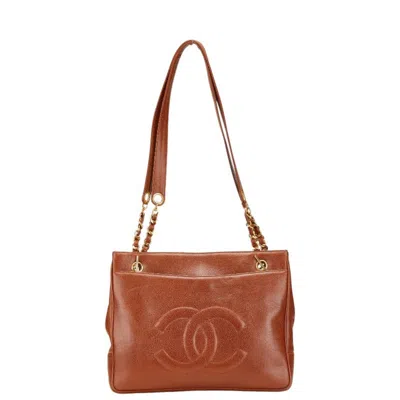 Pre-owned Chanel Brown Grained Calfskin Shoulder Bag Tote Bag ()