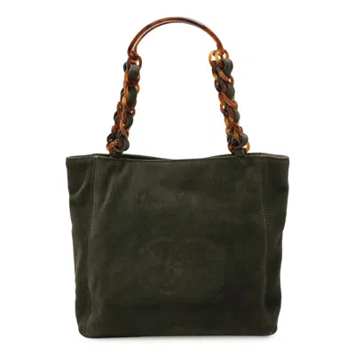 Pre-owned Chanel Brown Khaki Suede Plastic Shoulder Bag Tote Bag ()