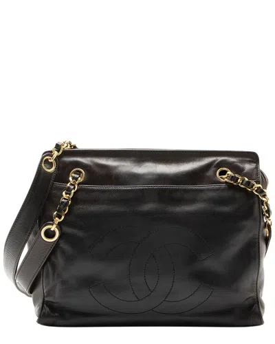 Pre-owned Chanel Brown Lambskin Vintage Cc Chain Tote (authentic Pre-loved)