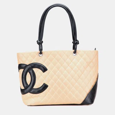 Pre-owned Chanel Brown Large Quilted Calfskin Cambon Ligne Tote