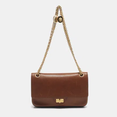 Pre-owned Chanel Brown Leather Brown Reissue 2.55 Paris-hamburg Medals Flap Bag