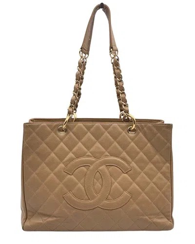 Pre-owned Chanel Brown Leather Grand Shopping Tote (authentic Pre-loved)